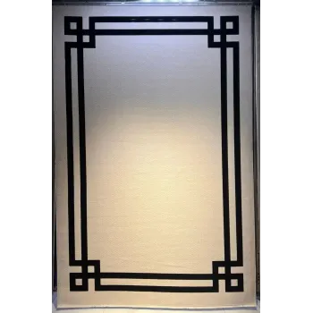 سجاد تركي اطار برواز فريم F494A كريم اسود مقاس 80*150