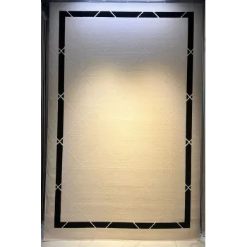 سجاد تركي اطار برواز فريم F495A كريم اسود مقاس 300*400