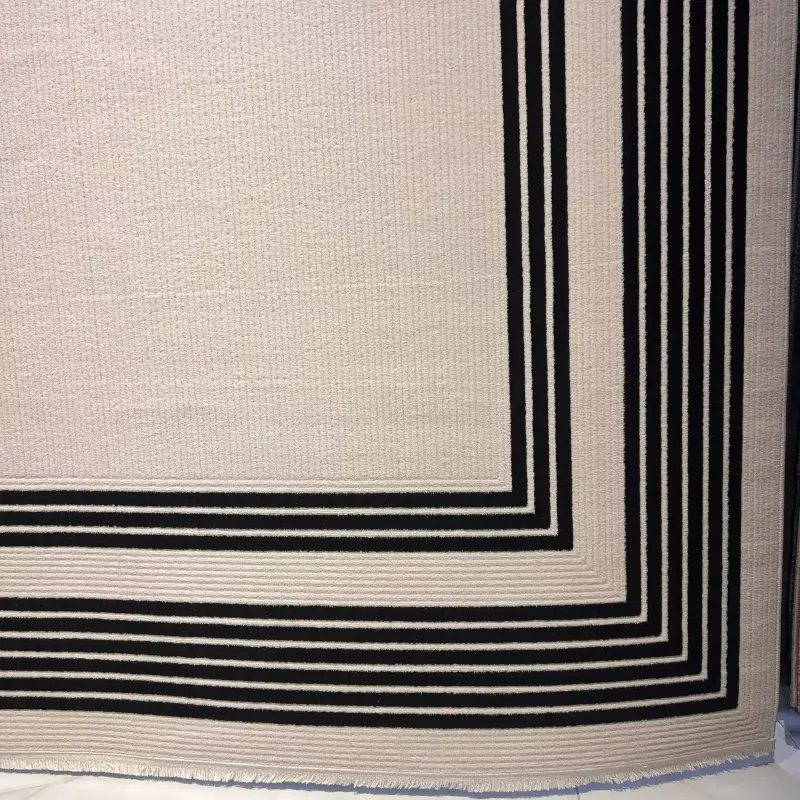 سجاد تركي اطار برواز فريم F498A كريم اسود مقاس 80*150