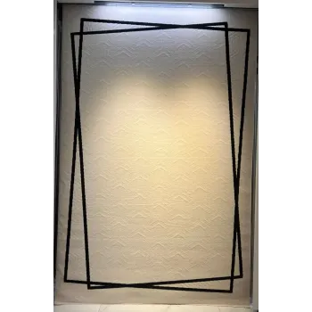 سجاد تركي اطار برواز فريم F602A كريم اسود مقاس 80*150