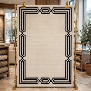 سجاد تركي اطار برواز فريم F604A كريم اسود مقاس 100*300