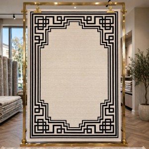 سجاد تركي اطار برواز فريم F605A كريم اسود مقاس 150*220