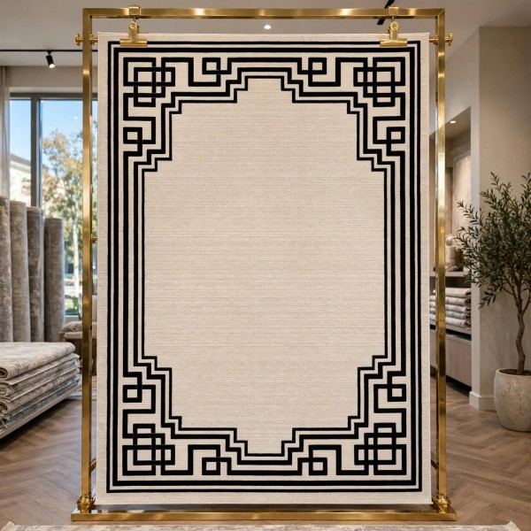 سجاد تركي اطار برواز فريم F605A كريم اسود مقاس 300*400