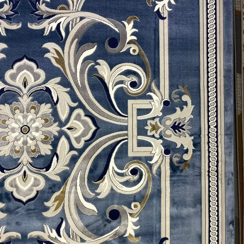 سجاد تركي جنيف نقش فرنسي 42111A سماوي مقاس 100*200 - سجاد فرنسي شرقي