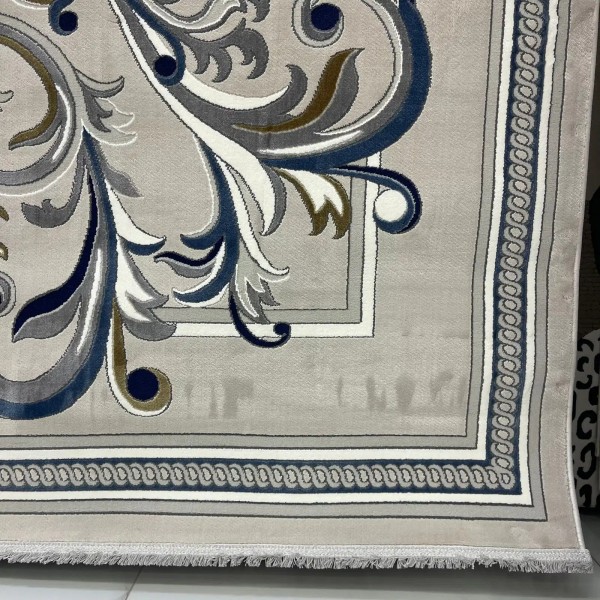 سجاد تركي جنيف نقش فرنسي 42111A رصاصي فاتح مقاس 100*300