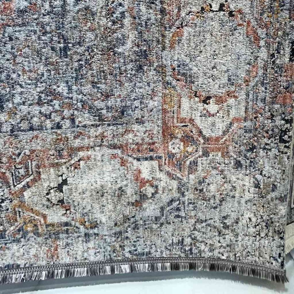 سجاد تركي هانوفر B595B رصاصي فاتح مولتي روز مقاس 80*150