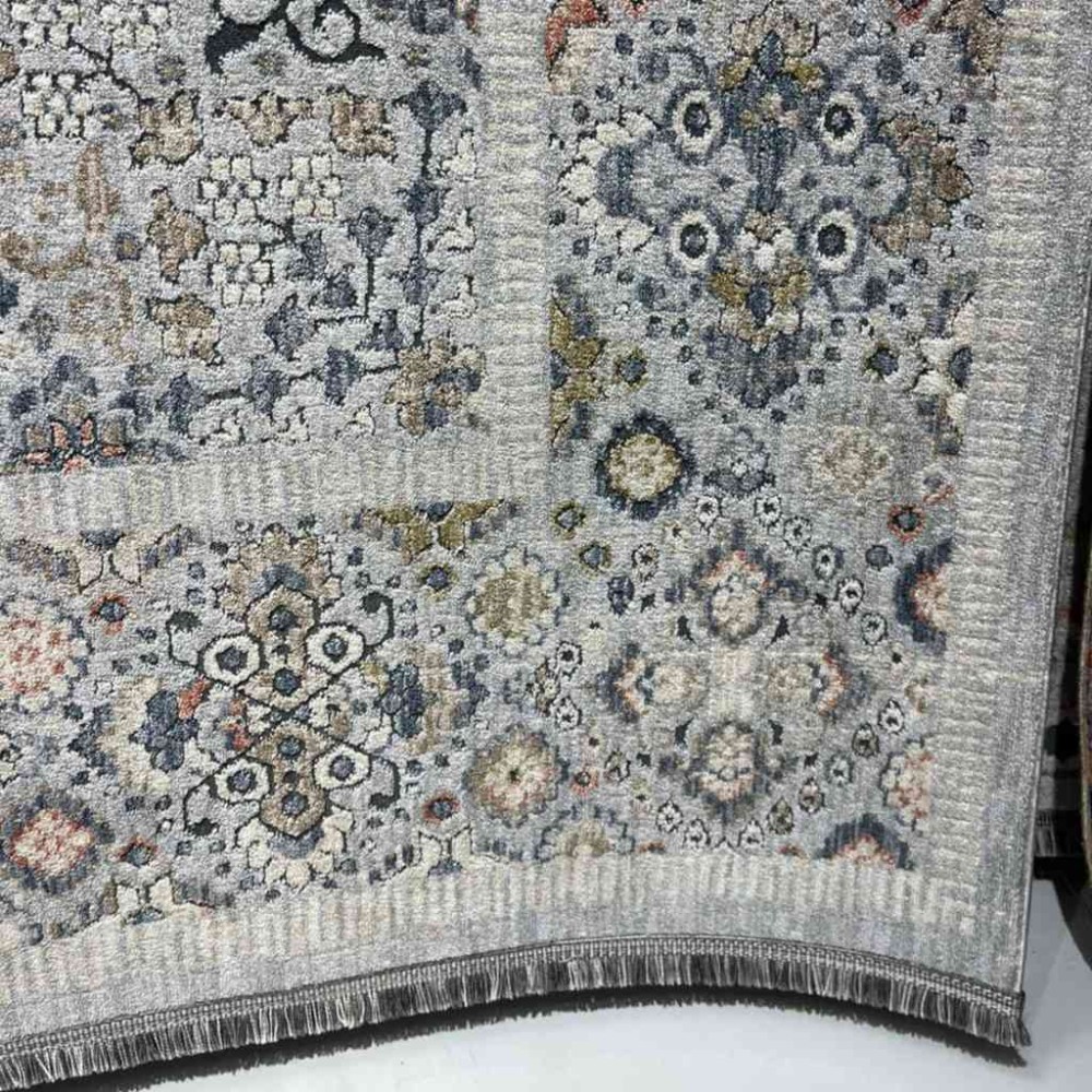 سجاد تركي هانوفر KC17A رصاصي فاتح مولتي روز مقاس 80*150