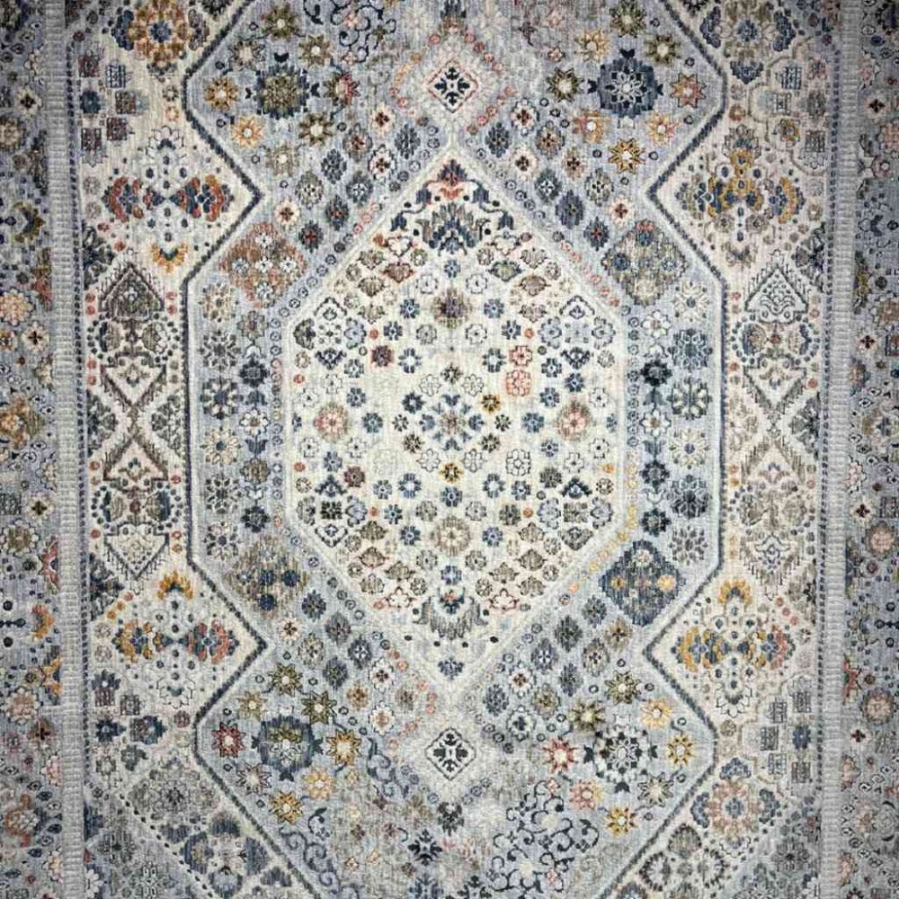 سجاد تركي هانوفر KC17A رصاصي فاتح مولتي روز مقاس 80*150