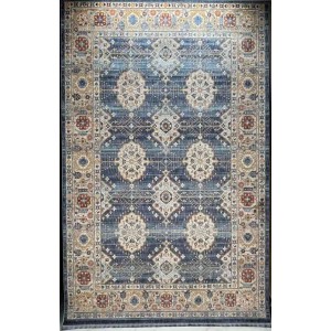 سجاد تركي هانوفر KM69A ازرق غامق كريم مقاس 150*220