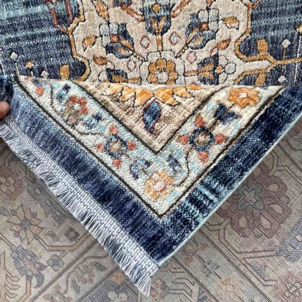 سجاد تركي هانوفر KM69A ازرق غامق كريم مقاس 80*150