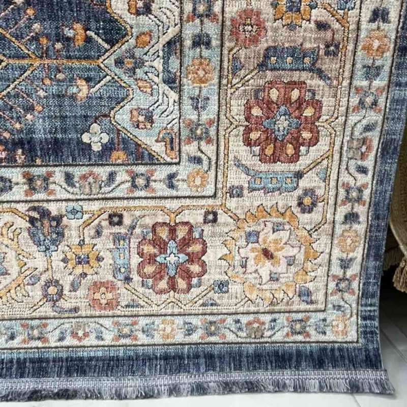 سجاد تركي هانوفر KM69A ازرق غامق كريم مقاس 200*300