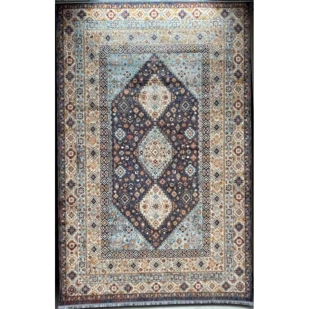 سجاد تركي هانوفر KM87A كريم ازرق غامق مقاس 150*220