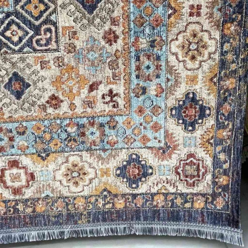 سجاد تركي هانوفر KM87A كريم ازرق غامق مقاس 200*300