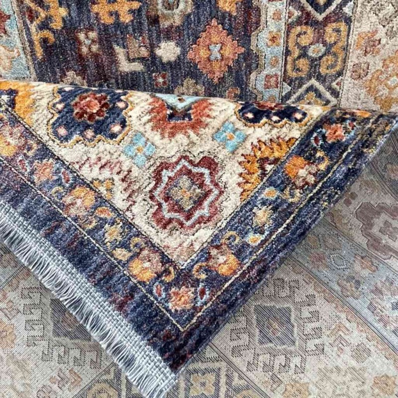 سجاد تركي هانوفر KM87A كريم ازرق غامق مقاس 200*300