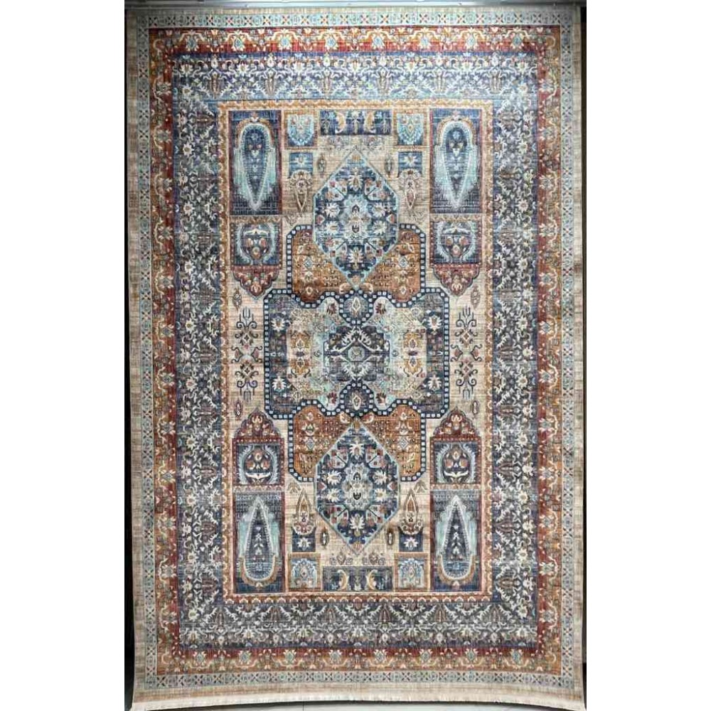 سجاد تركي هانوفر KM89A كريم تركواز مقاس 80*150