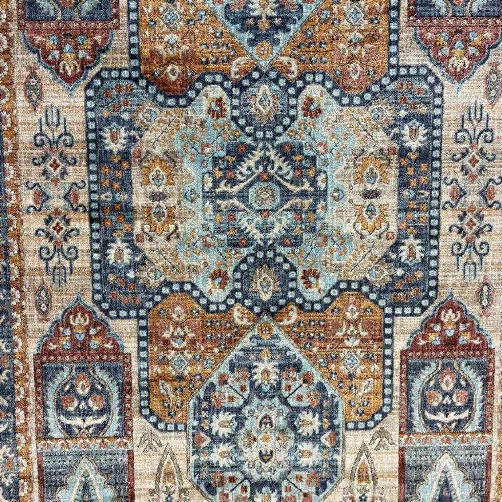 سجاد تركي هانوفر KM89A كريم تركواز مقاس 80*150