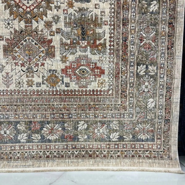 سجاد تركي هانوفر KK34A بيج مولتي روز مقاس 150*220