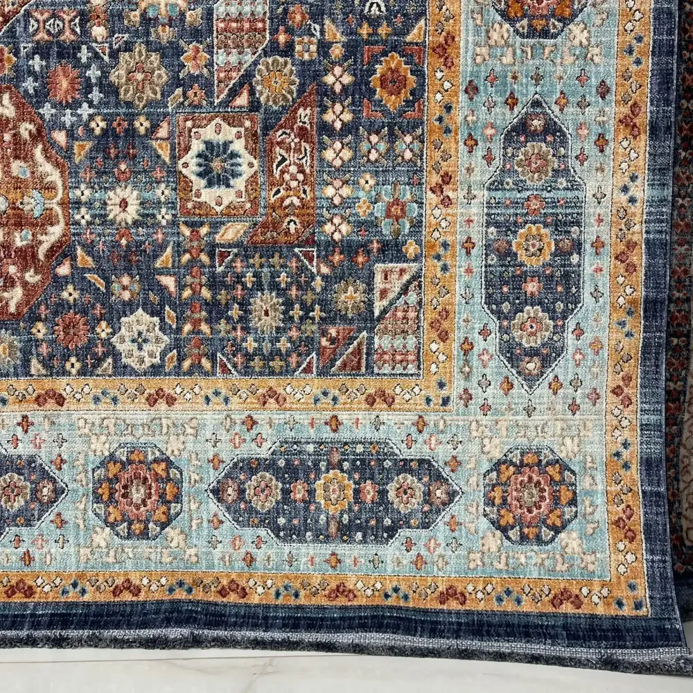سجاد تركي هانوفر KM82A سماوي غامق تركواز مقاس 150*220