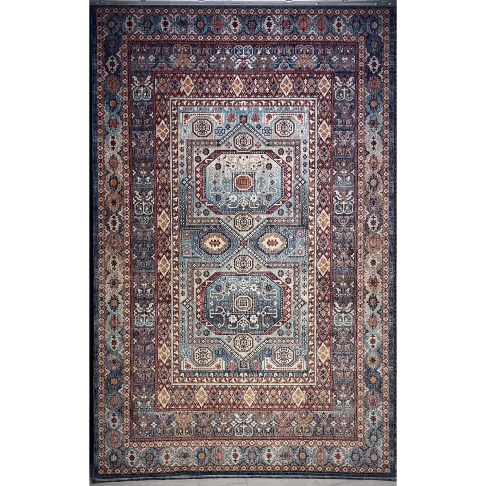 سجاد تركي هانوفر KM90A سماوي غامق احمر مقاس 200*300
