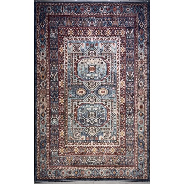سجاد تركي هانوفر KM90A سماوي غامق احمر مقاس 250*350