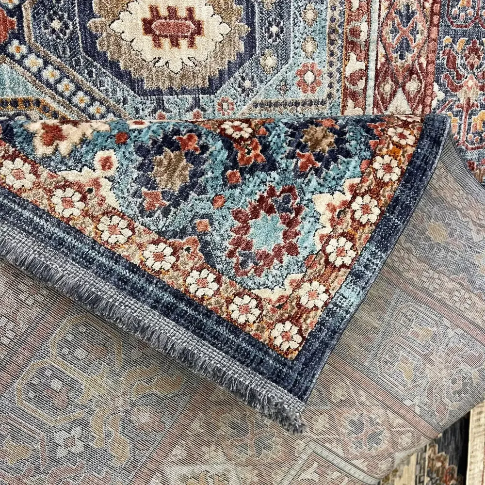 سجاد تركي هانوفر KM90A سماوي غامق احمر مقاس 200*300