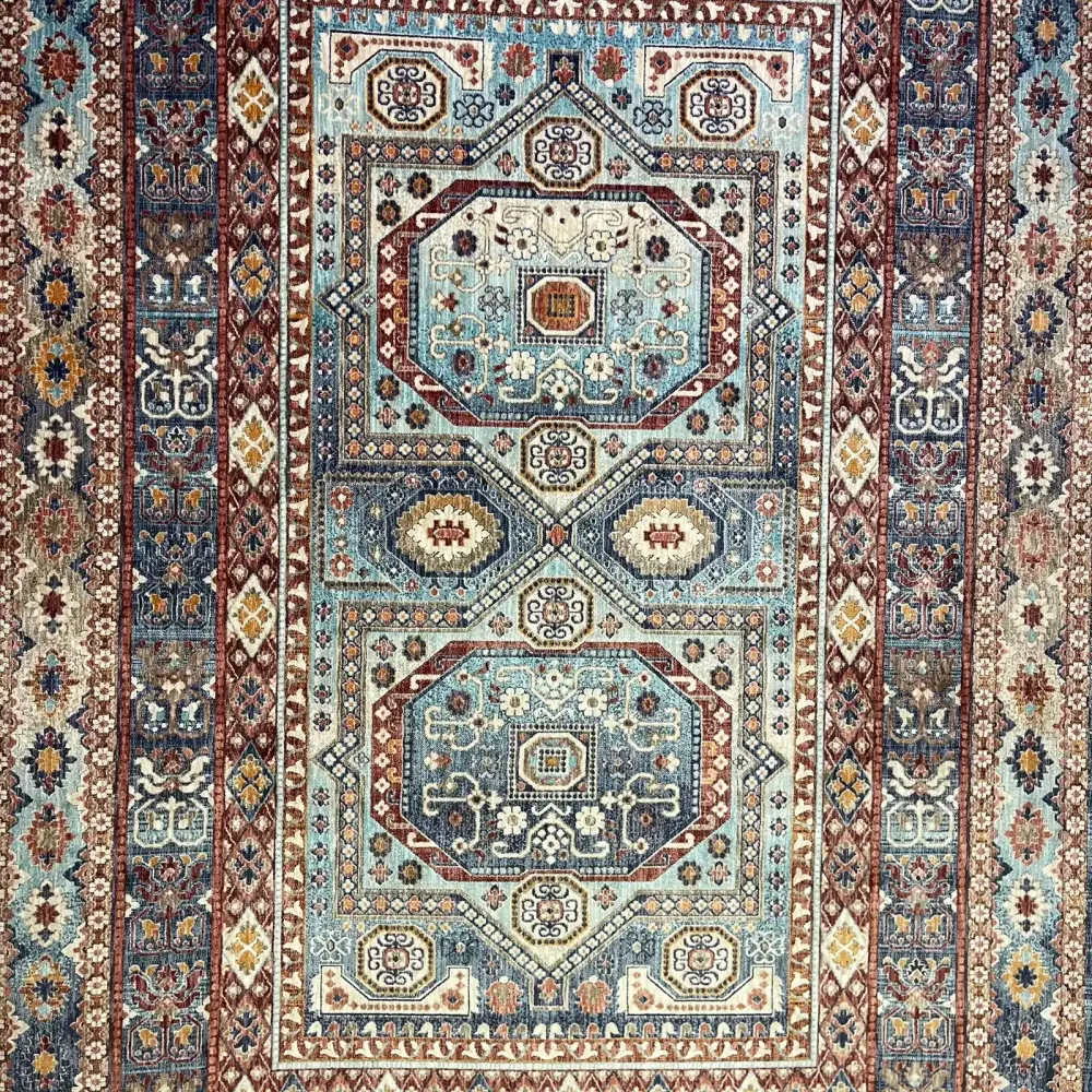 سجاد تركي هانوفر KM90A سماوي غامق احمر مقاس 200*300