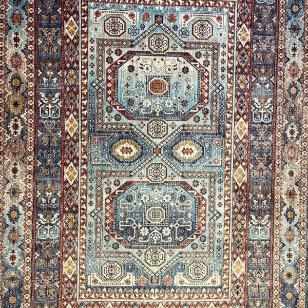 سجاد تركي هانوفر KM90A سماوي غامق احمر مقاس 250*350