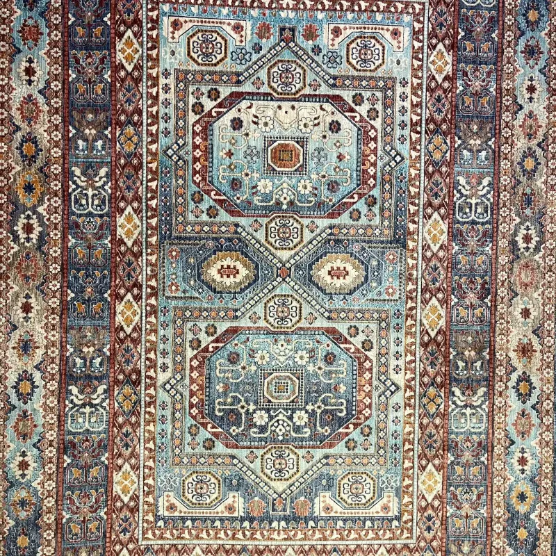 سجاد تركي هانوفر KM90A سماوي غامق احمر مقاس 200*300