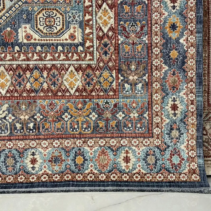 سجاد تركي هانوفر KM90A سماوي غامق احمر مقاس 200*300