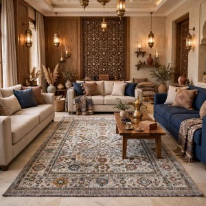 سجاد تركي هانوفر KR21A بيج اخضر مقاس 150*220
