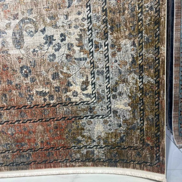 سجاد هانوفر بوهيمي تركي KR24C بيج مولتي روز مقاس 200*300