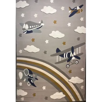 سجاد تركي اطفال كيدز بلاس 42365A اللون رصاصي فاتح مقاس 80*150