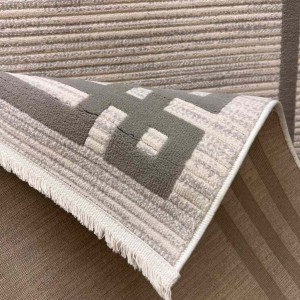 سجاد تركي مودرن فندقي لورين F414C كريم رصاصي مقاس 80*150