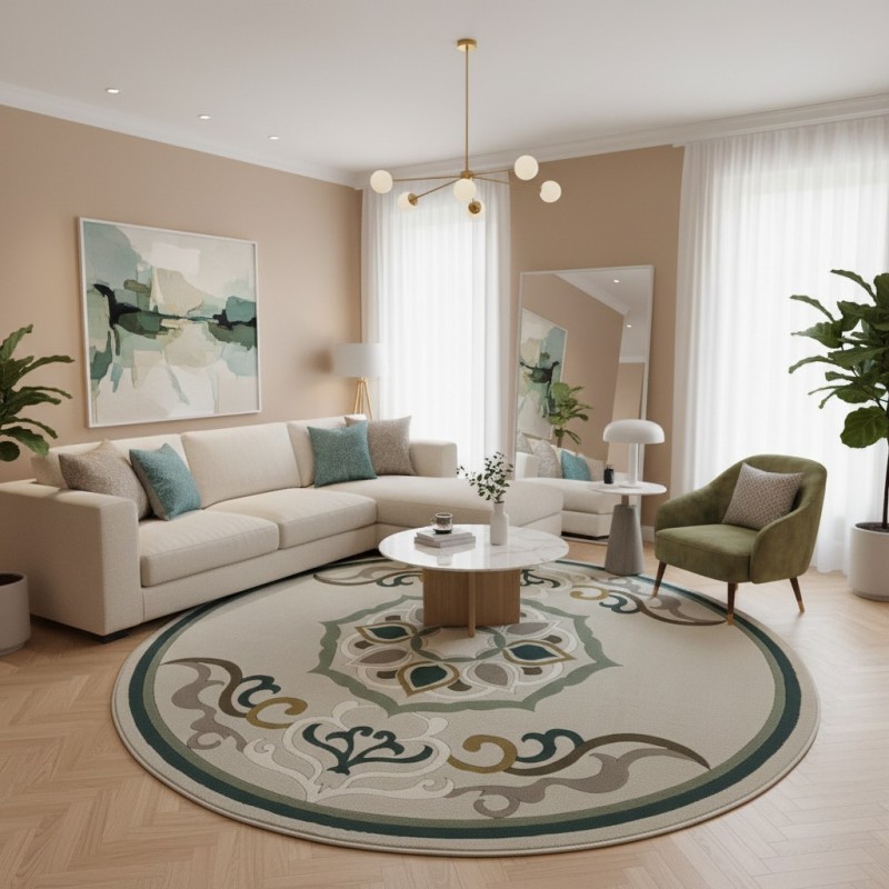 سجاد تركي لافندر N0598A اخضر دائري مقاس 200*200
