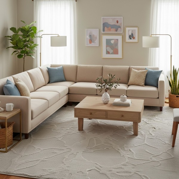 سجاد خيش لوفر تركي E089A كريم مقاس 250*350