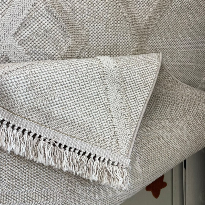 سجاد خيش لوفر تركي E091A بيج كريم مقاس 250*350