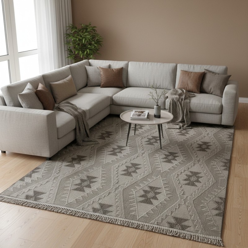 سجاد خيش لوفر تركي E094A بني فاتح بيج مقاس 300*400