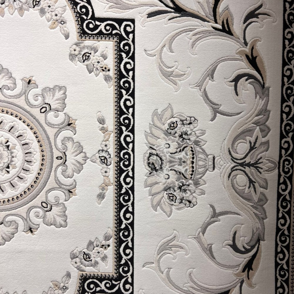 سجاد تركي موناليزا 41185A كريم اسود مقاس 150*220
