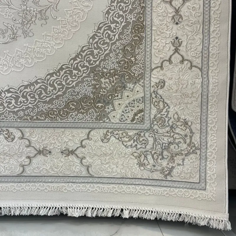 سجاد باناميرا تركي 35830A كريم رصاصي مقاس 300*400 - سجاد تركي كلاسيك