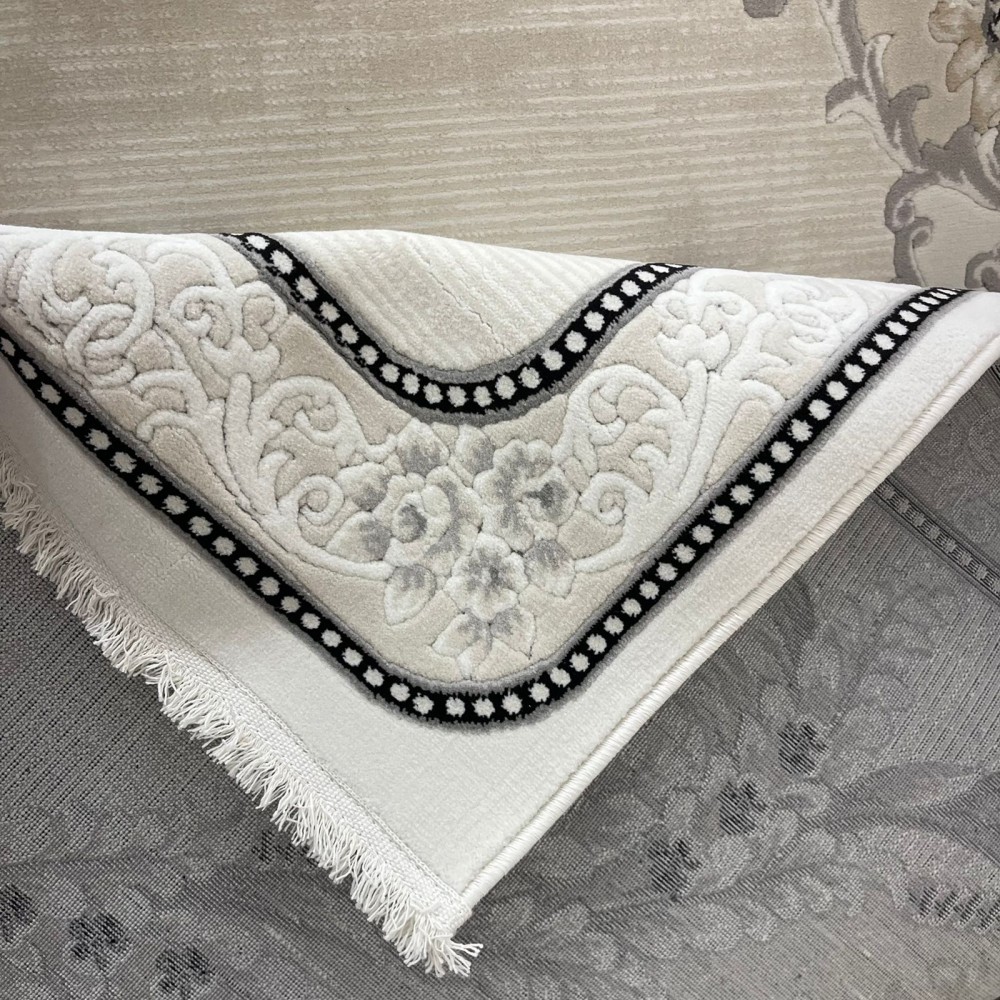 سجاد تركي لوريان 41254A كريم اسود مقاس 80*150 سجاد تركي لوريان 41254A كريم اسود مقاس 80*150