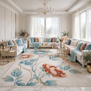 سجاد روز تركي 43638A كريم اكوا مقاس 150*220