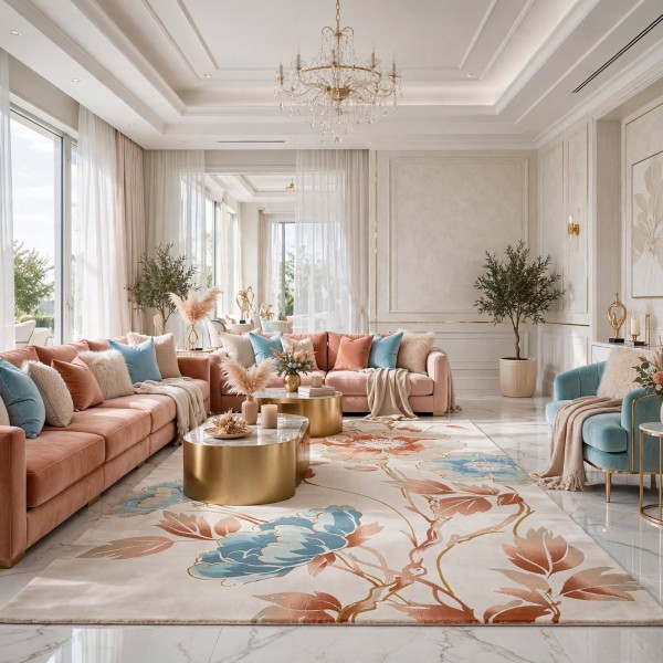 سجاد روز تركي 43638A كريم تيرا مقاس 100*300
