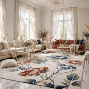 سجاد روز تركي 43638A كريم مولتي مقاس 80*150