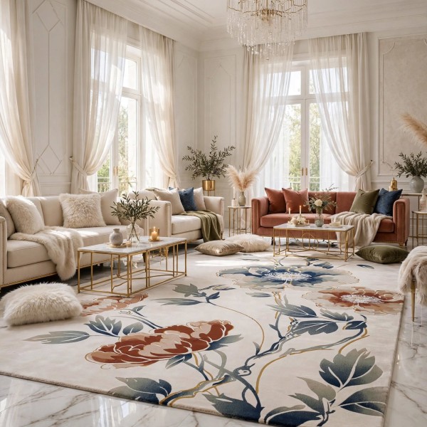 سجاد روز تركي 43638A كريم مولتي مقاس 250*350