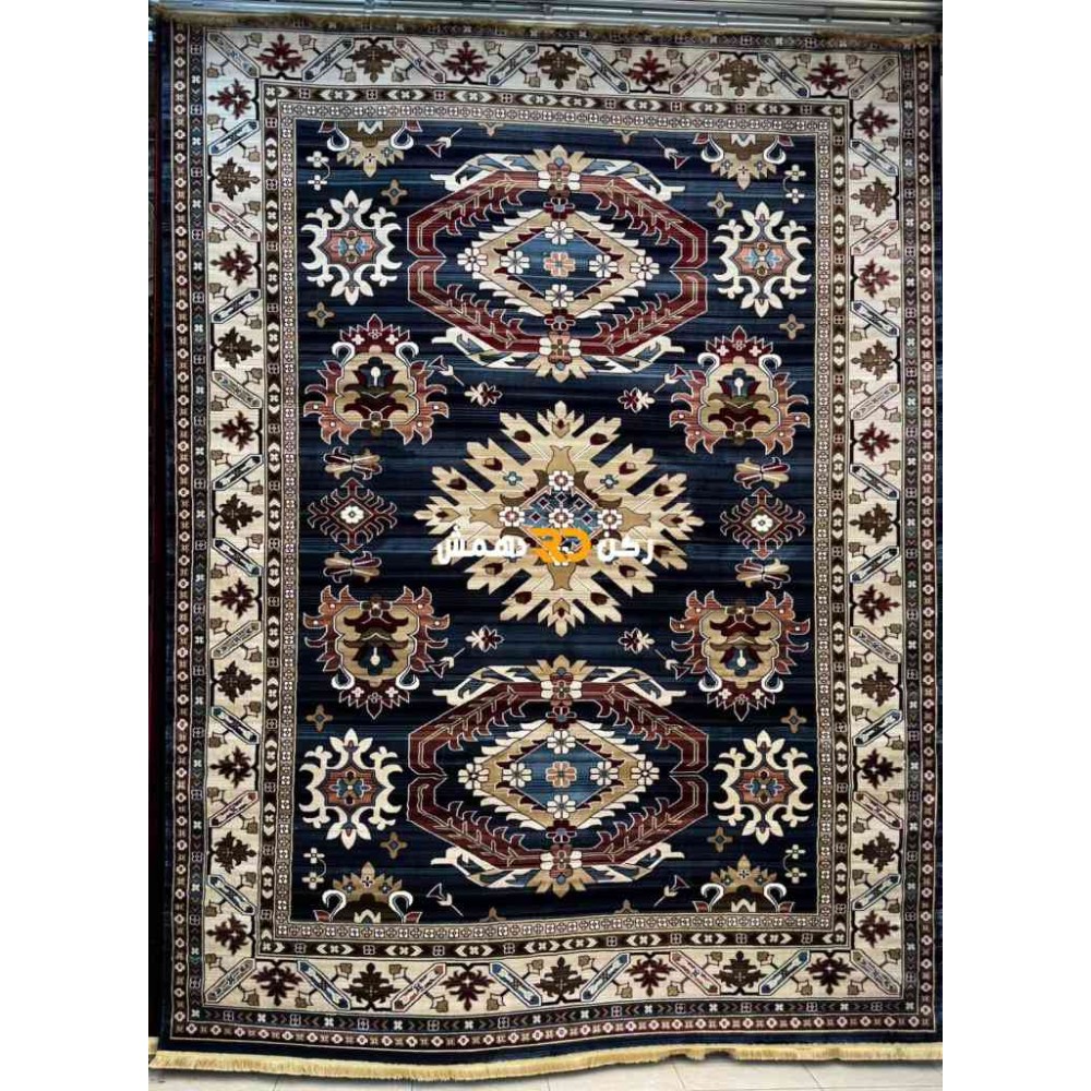 سجاد افغاني حرير ناعم بخارى 2007 كحلي مقاس 80*150