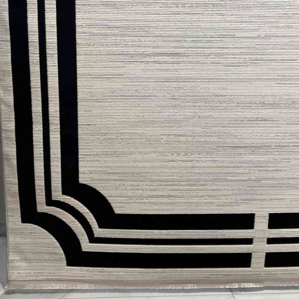 سجاد تركي برواز مودرن سراي BT485 كريم اسود مقاس 50*80