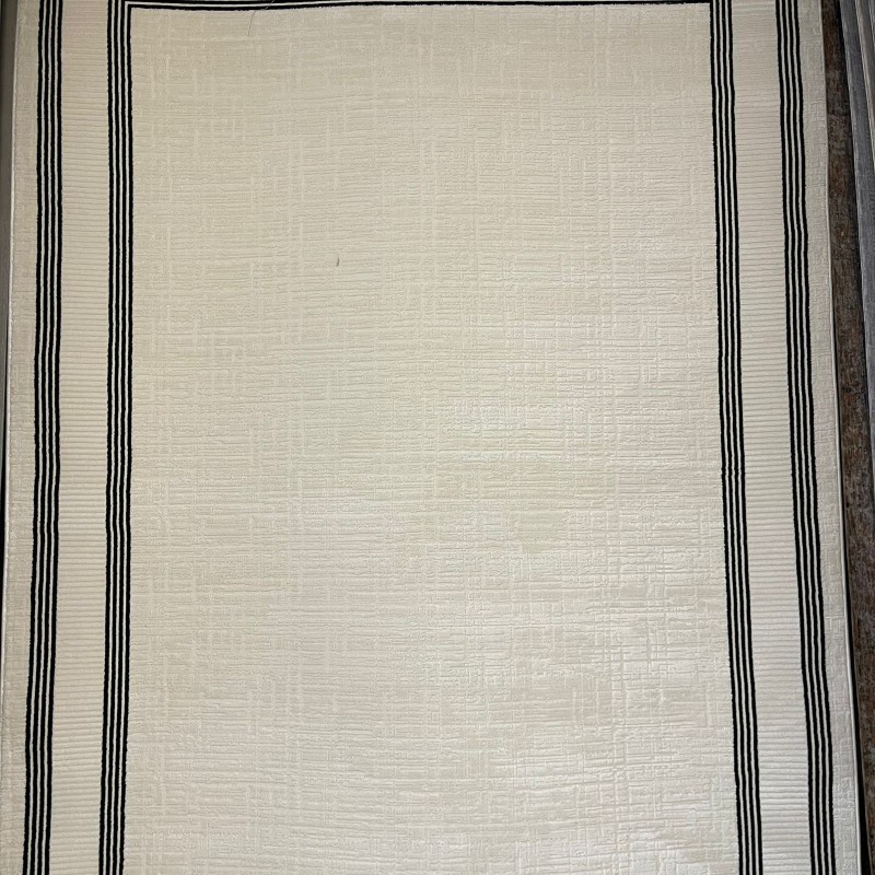 سجاد تركي اطار برواز فيكتوريا 41606A كريم اسود مقاس 80*150