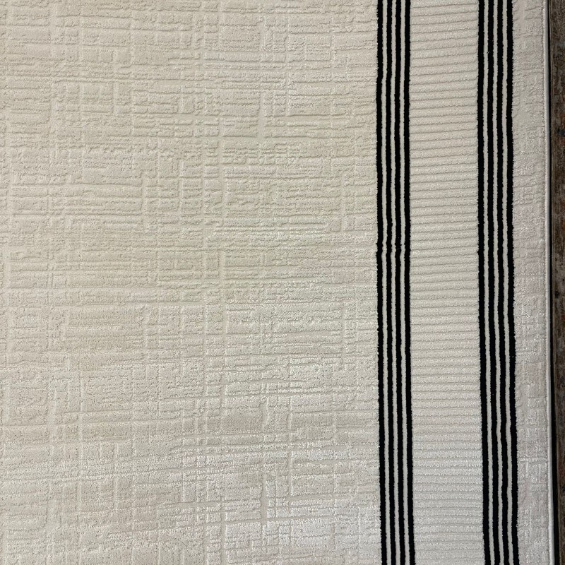 سجاد تركي اطار برواز فيكتوريا 41606A كريم اسود مقاس 80*150