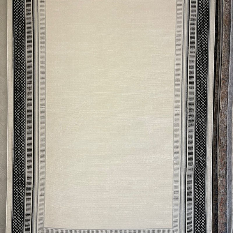 سجاد تركي اطار برواز فيكتوريا 41607A كريم اسود مقاس 150*220