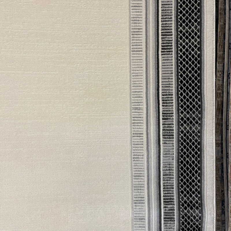 سجاد تركي اطار برواز فيكتوريا 41607A كريم اسود مقاس 150*220